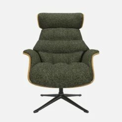 Habitat Fauteuil En Chêne Et Tissu Lucca - Vert Mousse - Pied Noir