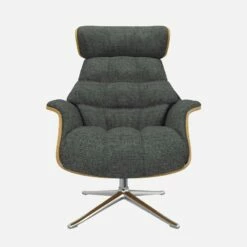 Habitat Fauteuil En Chêne Et Tissu Melina - Gris Ardoise - Pied Aluminium