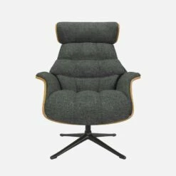 Habitat Fauteuil En Chêne Et Tissu Melina - Gris Ardoise - Pied Noir -meubles boutique fauteuil en chene et tissu melina gris ardoise pied noir 10274413 1