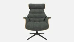 Habitat Fauteuil En Chêne Et Tissu Melina - Gris Ardoise - Pied Noir -meubles boutique fauteuil en chene et tissu melina gris ardoise pied noir 10274413 2