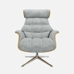 Habitat Fauteuil En Chêne Et Tissu Melina - Gris Asphalte - Pied Aluminium -meubles boutique fauteuil en chene et tissu melina gris asphalte pied aluminium 10274493 1