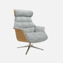 Habitat Fauteuil En Chêne Et Tissu Melina - Gris Asphalte - Pied Aluminium -meubles boutique fauteuil en chene et tissu melina gris asphalte pied aluminium 10274497 1