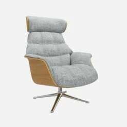 Habitat Fauteuil En Chêne Et Tissu Melina - Gris Asphalte - Pied Aluminium -meubles boutique fauteuil en chene et tissu melina gris asphalte pied aluminium 10274497