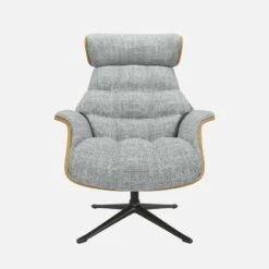 Habitat Fauteuil En Chêne Et Tissu Melina - Gris Asphalte - Pied Noir -meubles boutique fauteuil en chene et tissu melina gris asphalte pied noir 10274477 1
