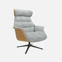 Habitat Fauteuil En Chêne Et Tissu Melina - Gris Asphalte - Pied Noir -meubles boutique fauteuil en chene et tissu melina gris asphalte pied noir 10274481 1