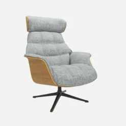 Habitat Fauteuil En Chêne Et Tissu Melina - Gris Asphalte - Pied Noir -meubles boutique fauteuil en chene et tissu melina gris asphalte pied noir 10274481