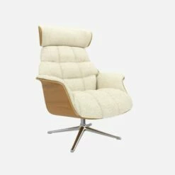 Habitat Fauteuil En Chêne Et Tissu Venezia - Blanc Craie - Pied Aluminium -meubles boutique fauteuil en chene et tissu venezia blanc craie pied aluminium 10274369 1