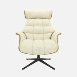 Habitat Fauteuil En Chêne Et Tissu Venezia - Blanc Craie - Pied Noir -meubles boutique fauteuil en chene et tissu venezia blanc craie pied noir 10274349 1