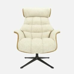 Habitat Fauteuil En Chêne Et Tissu Venezia - Blanc Craie - Pied Noir