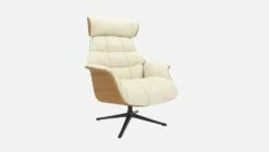 Habitat Fauteuil En Chêne Et Tissu Venezia - Blanc Craie - Pied Noir -meubles boutique fauteuil en chene et tissu venezia blanc craie pied noir 10274353 2