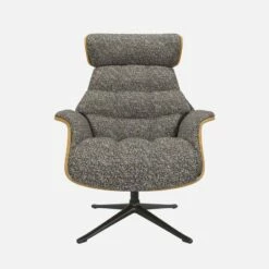 Habitat Fauteuil En Chêne Et Tissu Venezia - Bleu Zingué - Pied Noir -meubles boutique fauteuil en chene et tissu venezia bleu zingue pied noir 10274285 1