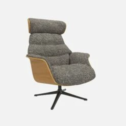 Habitat Fauteuil En Chêne Et Tissu Venezia - Bleu Zingué - Pied Noir -meubles boutique fauteuil en chene et tissu venezia bleu zingue pied noir 10274289 1