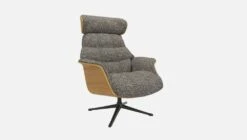 Habitat Fauteuil En Chêne Et Tissu Venezia - Bleu Zingué - Pied Noir -meubles boutique fauteuil en chene et tissu venezia bleu zingue pied noir 10274289 2