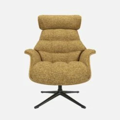 Habitat Fauteuil En Chêne Et Tissu Venezia - Jaune épice - Pied Noir -meubles boutique fauteuil en chene et tissu venezia jaune epice pied noir 10274221 1