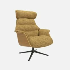 Habitat Fauteuil En Chêne Et Tissu Venezia - Jaune épice - Pied Noir -meubles boutique fauteuil en chene et tissu venezia jaune epice pied noir 10274225 1