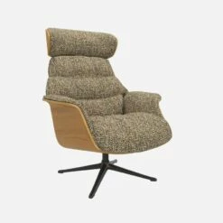 Habitat Fauteuil En Chêne Et Tissu Venezia - Vert Lichen - Pied Noir -meubles boutique fauteuil en chene et tissu venezia vert lichen pied noir 10274161