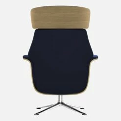 Habitat Fauteuil En Chêne Et Velours - Bleu Encre - Pied Aluminium -meubles boutique fauteuil en chene et velours bleu marine pied aluminium 1303687 1