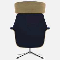 Habitat Fauteuil En Chêne Et Velours - Bleu Encre - Pied Aluminium -meubles boutique fauteuil en chene et velours bleu marine pied aluminium 1303687