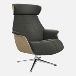 Habitat Fauteuil En Chêne Et Velours - Gris Ardoise - Pied Aluminium -meubles boutique fauteuil en chene et velours gris argent pied aluminium 1303663 1