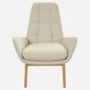 Habitat Fauteuil En Cuir Savoy - Blanc Albâtre - Pieds Chêne