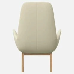 Habitat Fauteuil En Cuir Savoy - Blanc Albâtre - Pieds Chêne -meubles boutique fauteuil en cuir savoy blanc pieds chene 1245491