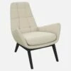 Habitat Fauteuil En Cuir Savoy - Blanc Albâtre - Pieds Noirs
