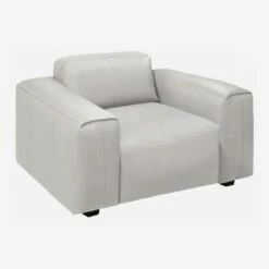 Habitat Fauteuil En Cuir Savoy - Blanc Albâtre -meubles boutique fauteuil en cuir savoy blanc 1108971 1