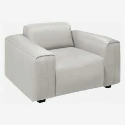 Habitat Fauteuil En Cuir Savoy - Blanc Albâtre -meubles boutique fauteuil en cuir savoy blanc 1108971