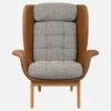 Habitat Fauteuil En Cuir Savoy Cognac Et Tissu Bellagio - Gris Nocturne