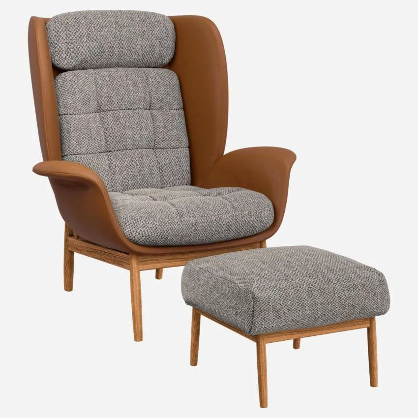 Habitat Fauteuil En Cuir Savoy Cognac Et Tissu Bellagio - Gris Nocturne 2 Habitat Fauteuil En Cuir Savoy Cognac Et Tissu Bellagio - Gris Nocturne – Image 2