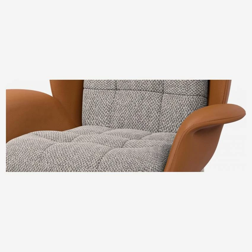 Habitat Fauteuil En Cuir Savoy Cognac Et Tissu Bellagio - Gris Nocturne 5 Habitat Fauteuil En Cuir Savoy Cognac Et Tissu Bellagio - Gris Nocturne – Image 5