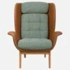 Habitat Fauteuil En Cuir Savoy Cognac Et Tissu Bellagio - Vert Lagon