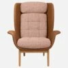 Habitat Fauteuil En Cuir Savoy Cognac Et Tissu Bellagio - Orange Aurore