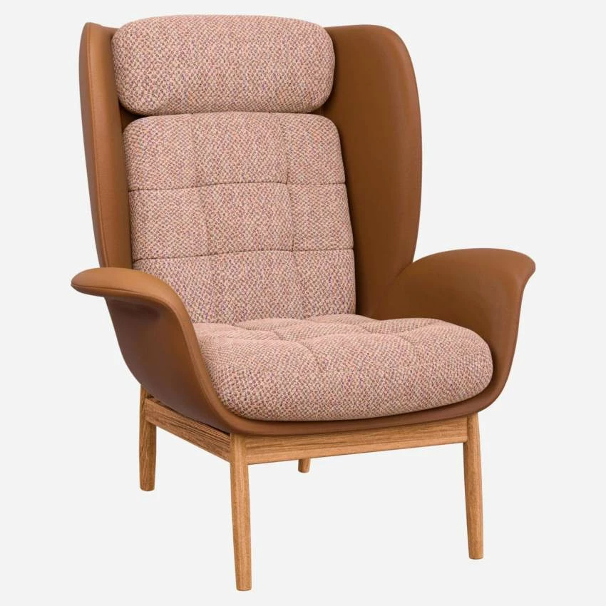 Habitat Fauteuil En Cuir Savoy Cognac Et Tissu Bellagio - Orange Aurore 3 Habitat Fauteuil En Cuir Savoy Cognac Et Tissu Bellagio - Orange Aurore – Image 3