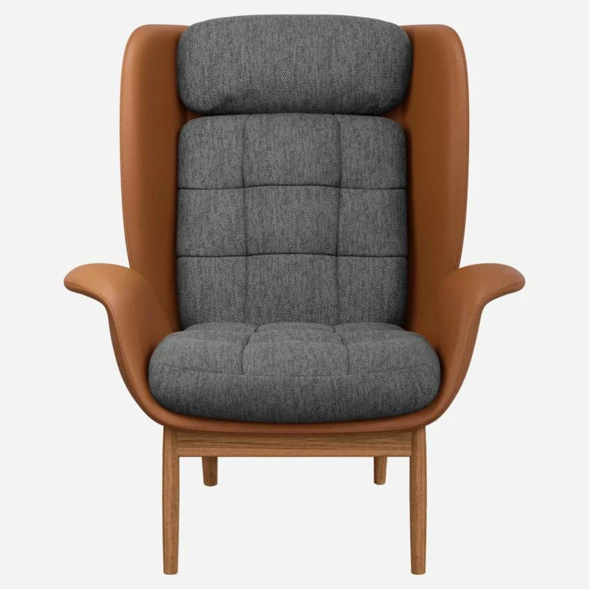 Habitat Fauteuil En Cuir Savoy Cognac Et Tissu Copparo - Gris Ardoise 1 Habitat Fauteuil En Cuir Savoy Cognac Et Tissu Copparo - Gris Ardoise