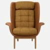 Habitat Fauteuil En Cuir Savoy Cognac Et Tissu Copparo - Jaune Moutarde