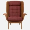 Habitat Fauteuil En Cuir Savoy Cognac Et Tissu Copparo - Rouge Amourette