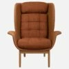 Habitat Fauteuil En Cuir Savoy Cognac Et Tissu Copparo - Orange Rouille