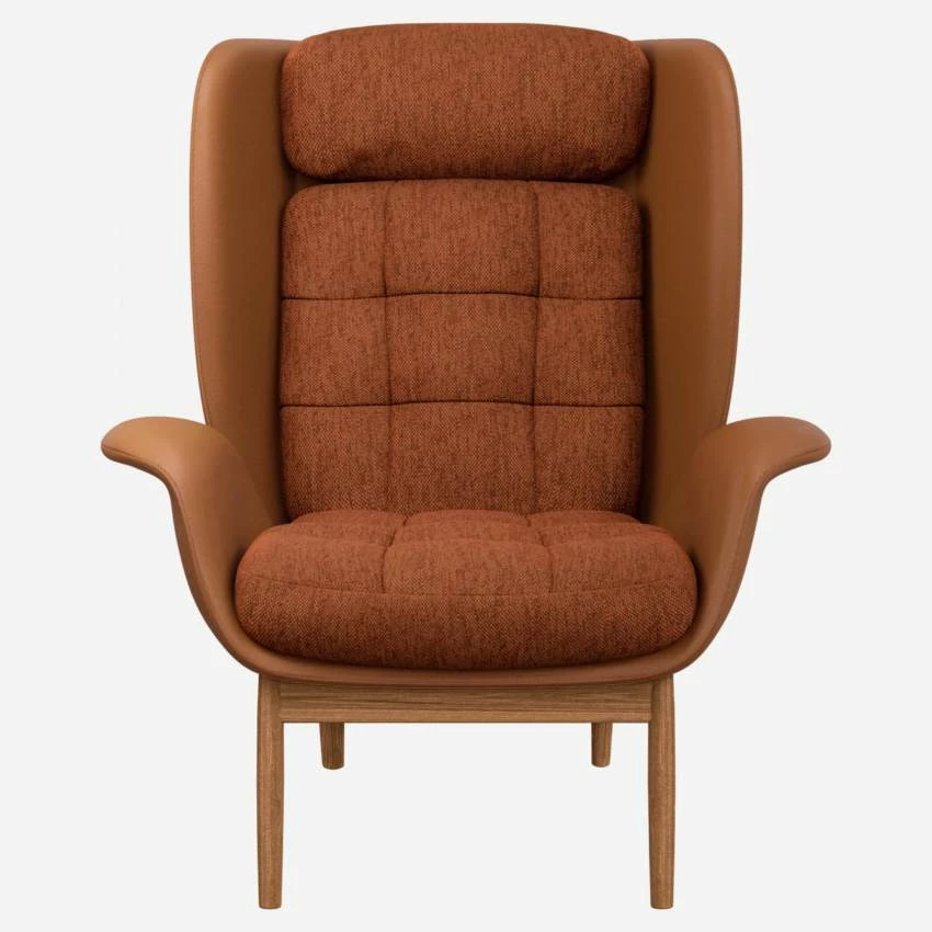 Habitat Fauteuil En Cuir Savoy Cognac Et Tissu Copparo - Orange Rouille 1 Habitat Fauteuil En Cuir Savoy Cognac Et Tissu Copparo - Orange Rouille