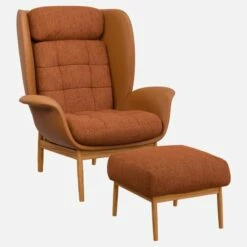Habitat Fauteuil En Cuir Savoy Cognac Et Tissu Copparo - Orange Rouille 7 Habitat Fauteuil En Cuir Savoy Cognac Et Tissu Copparo - Orange Rouille -meubles boutique fauteuil en cuir savoy cognac et tissu copparo rouille 1309909