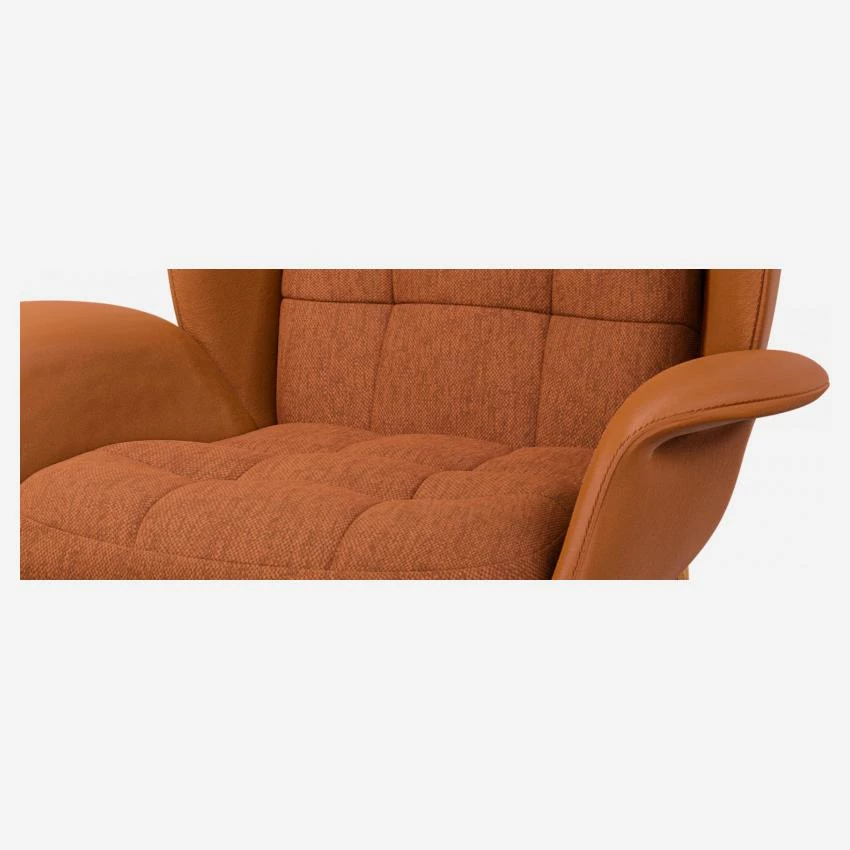 Habitat Fauteuil En Cuir Savoy Cognac Et Tissu Copparo - Orange Rouille 5 Habitat Fauteuil En Cuir Savoy Cognac Et Tissu Copparo - Orange Rouille – Image 5