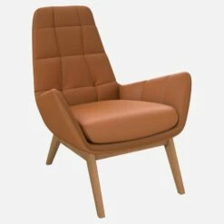 Habitat Fauteuil En Cuir Savoy - Marron Cognac - Pieds Chêne