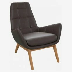Habitat Fauteuil En Cuir Savoy - Marron Tonka - Pieds Chêne