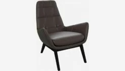 Habitat Fauteuil En Cuir Savoy - Marron Tonka - Pieds Noirs -meubles boutique fauteuil en cuir savoy marron amaretto pieds noirs 1102549 2