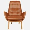 Habitat Fauteuil En Cuir Vintage Leather - Marron Cognac - Pieds Chêne
