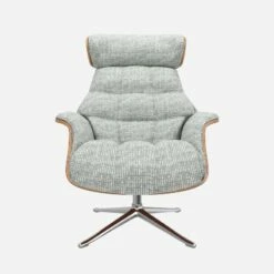 Habitat Fauteuil En Noyer Et Tissu Alba - Gris Brume - Pied Aluminium -meubles boutique fauteuil en noyer et tissu alba gris brume pied aluminium 10274869 1