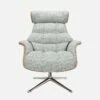 Habitat Fauteuil En Noyer Et Tissu Alba - Gris Brume - Pied Aluminium