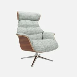 Habitat Fauteuil En Noyer Et Tissu Alba - Gris Brume - Pied Aluminium -meubles boutique fauteuil en noyer et tissu alba gris brume pied aluminium 10274873 1