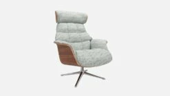 Habitat Fauteuil En Noyer Et Tissu Alba - Gris Brume - Pied Aluminium -meubles boutique fauteuil en noyer et tissu alba gris brume pied aluminium 10274873 2
