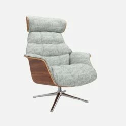 Habitat Fauteuil En Noyer Et Tissu Alba - Gris Brume - Pied Aluminium -meubles boutique fauteuil en noyer et tissu alba gris brume pied aluminium 10274873